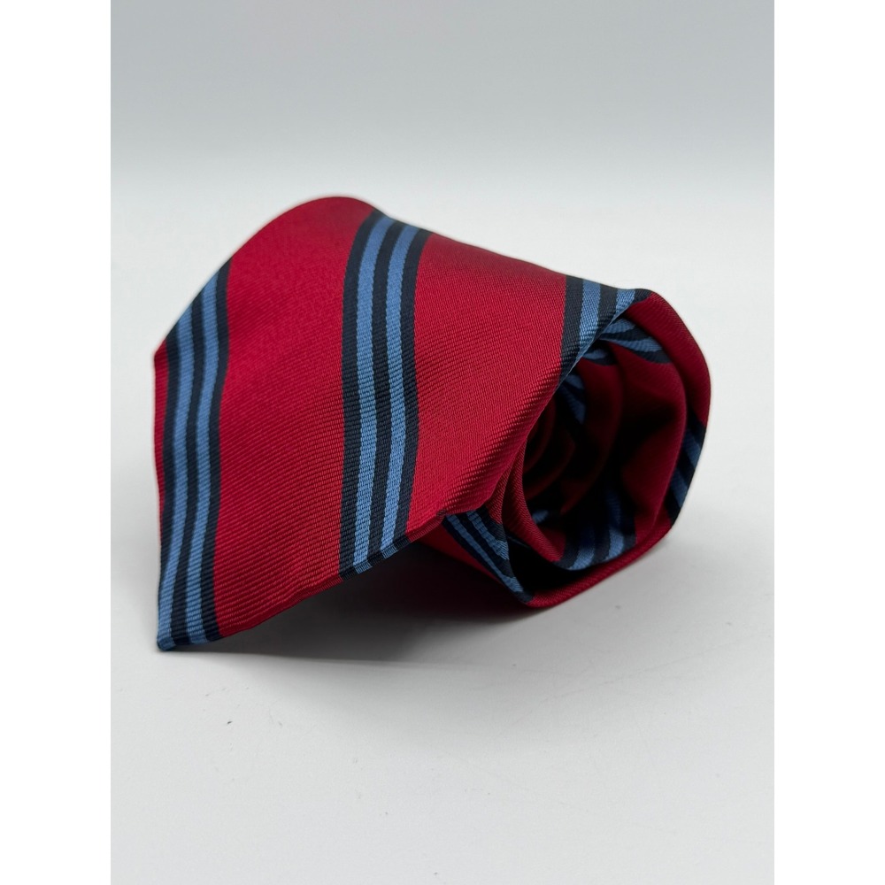 Brooks Brothers Makers Red Navy Blue Striped Silk Repp Tie Made in USA